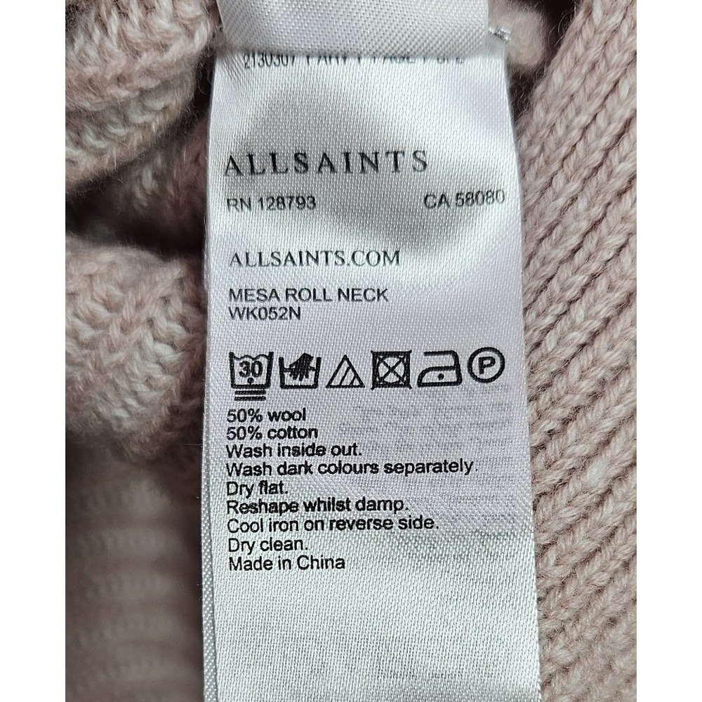 All Saints Mesa Roll Neck Wool Blend Chunky Knit Sweater M Oversized Lagenlook - Picture 5 of 8